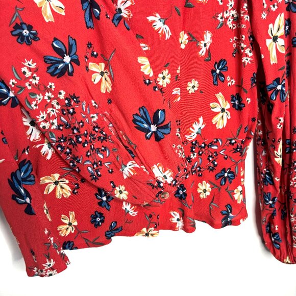 H&M Floral Long Sleeve Button Front Peplum Blouse, Size 8 - Picture 7 of 9